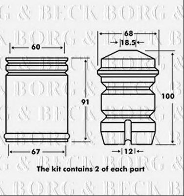 BORG & BECK bpk7018 -  Пылезащитный комплект, амортизатор